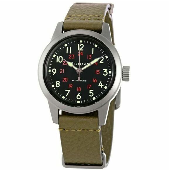 Bulova Men's Hack Black Dial Watch - 98A255